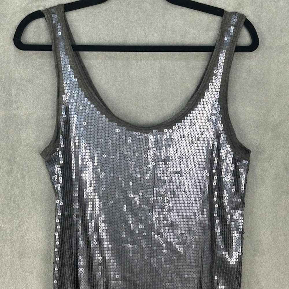 Vince Dress Womens Small Gray Sequin Sleeveless Mini Party NYE Holiday Stretch - Picture 2 of 12